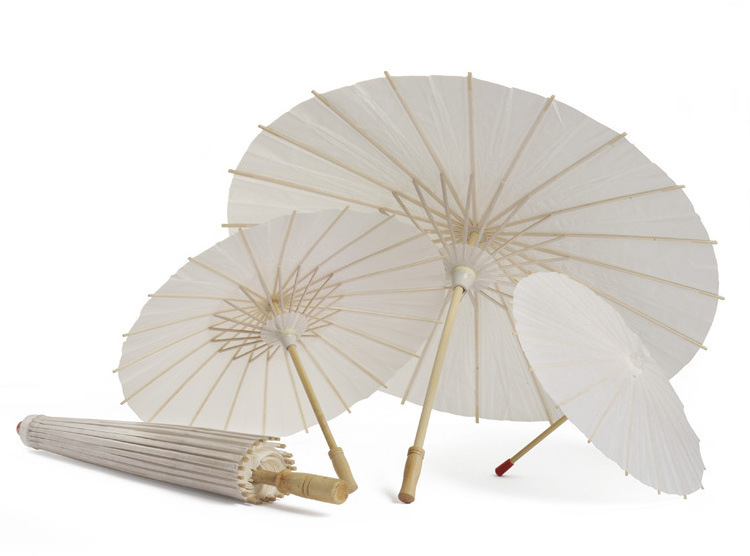 Paper And Bamboo Umbrella 40/60/80 cm With Wooden Handle White Paper Parasol Folding Umbrella For Wedding Sun Umbrella