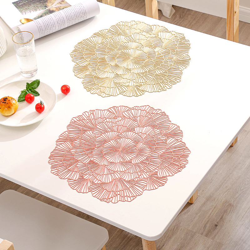 European Style Gold Vinyl Flower Table placemat For Home And wedding Decoration Mats