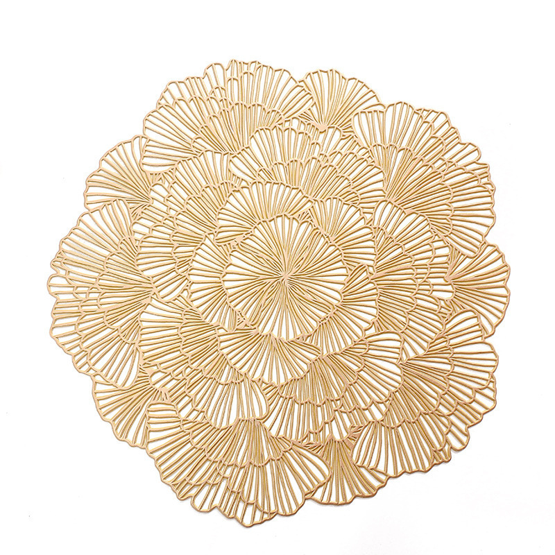 European Style Gold Vinyl Flower Table placemat For Home And wedding Decoration Mats