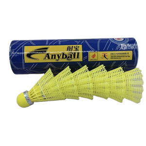 Eyecatching Fluorescent Yellow Cork & Nylon Skirt Badminton Shuttle Birdies Good Quality Nylon Shuttlecock for Training