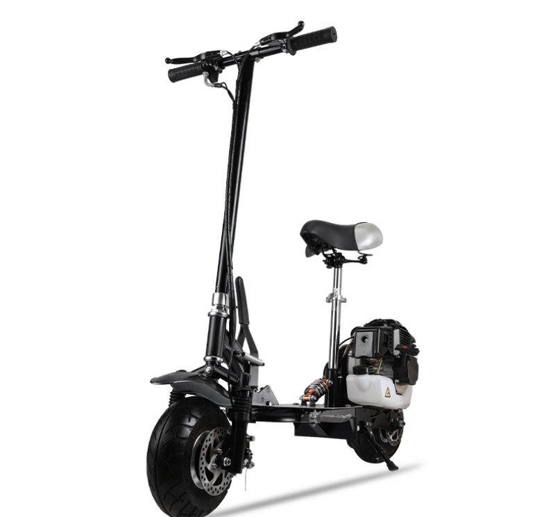 X5 Mini Gas Scooter 2 Stroke 49cc Folding Iron Body Manual Ignition Disc Brake 50cc Displacement 4 Skateboard Wheels for Adults