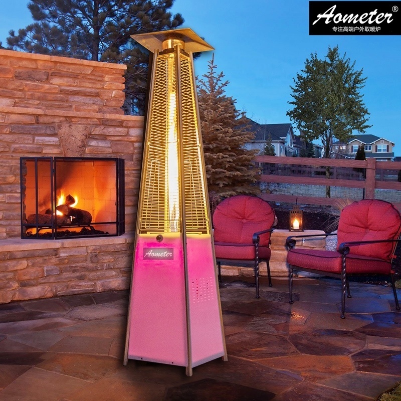 Garden Pyramid Real Flame Glass Tube Anti-tilting Gas Patio Heater With Led Light