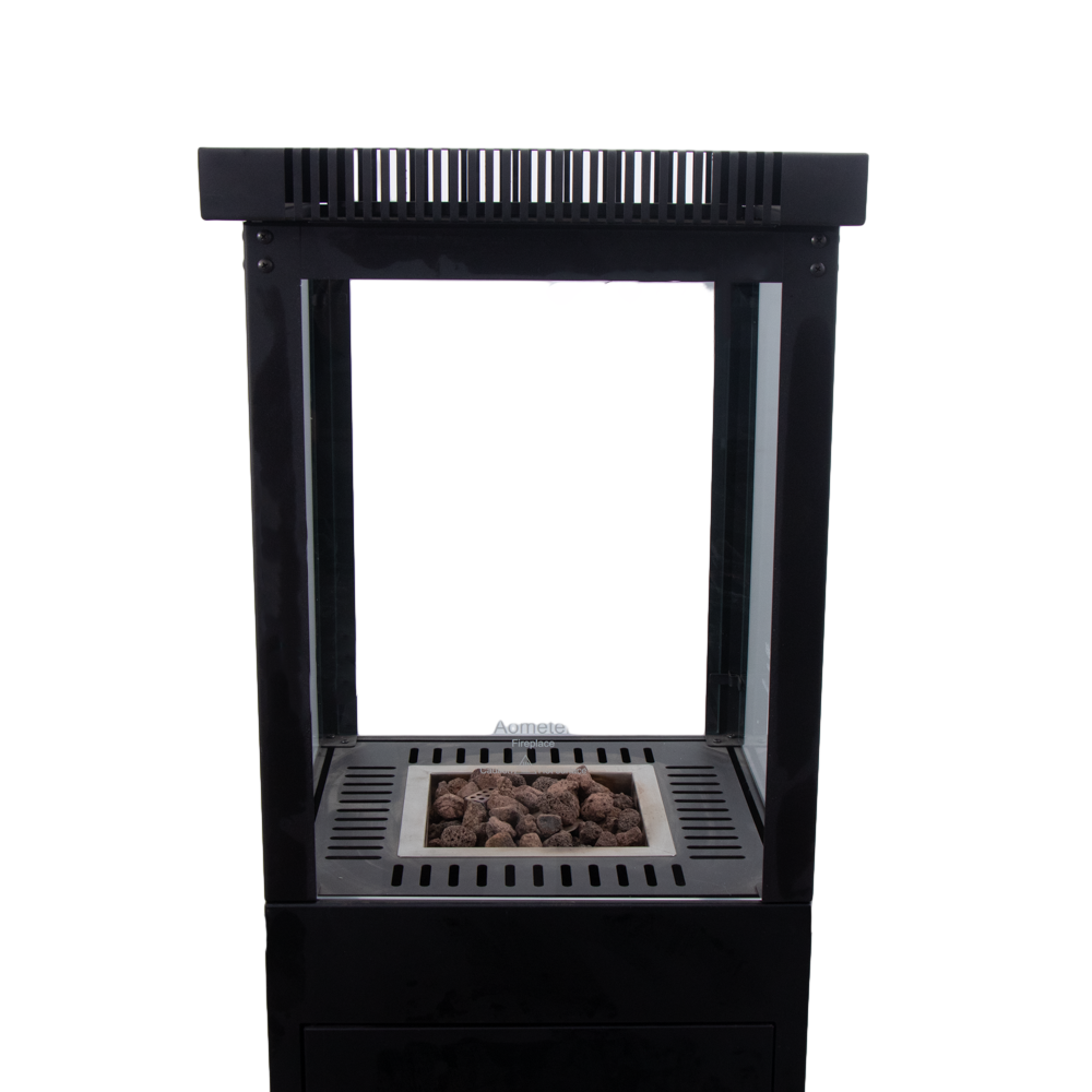 Freely Movable Smokeless Square lpg gas fireplace move freely Gas Patio Heater Black Outdoor propane fire pit for Garden