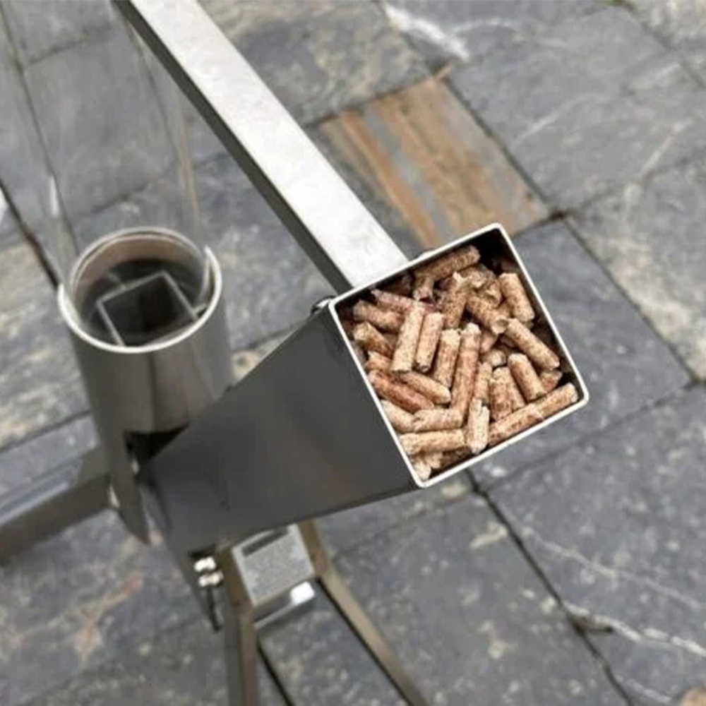 Stainless steel safety glass tube flame wood pellet patio heater for Outdoor Garden Use