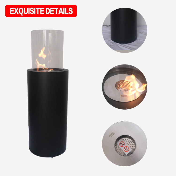 Outdoor Small Desktop Free Standing Bio Fuel Fire Pit Table Bio Ethanol Tabletop Glass Fireplace