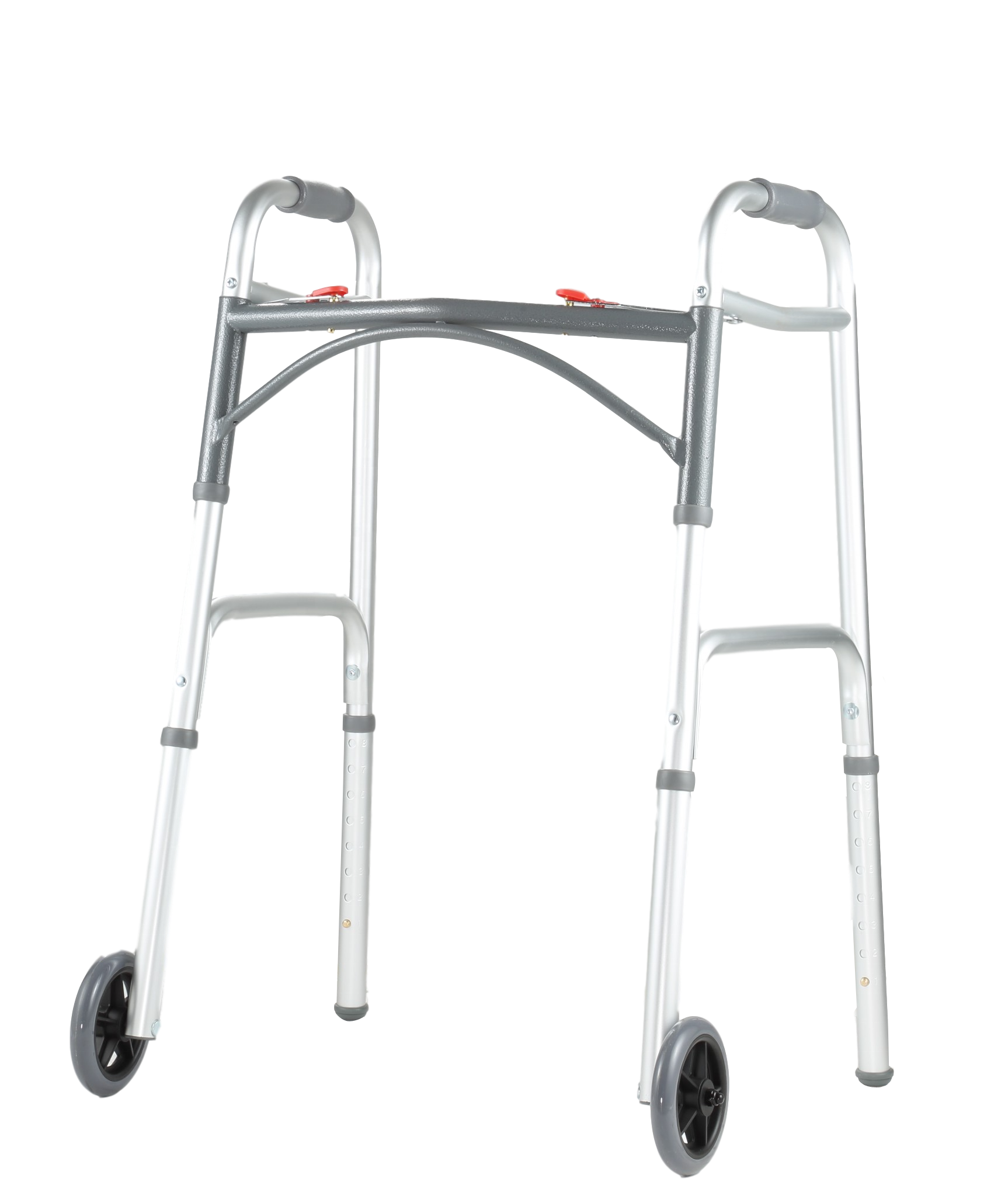 Aluminum light weight height adjustable two button folding walker