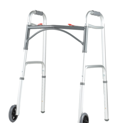 Aluminum light weight height adjustable two button folding walker