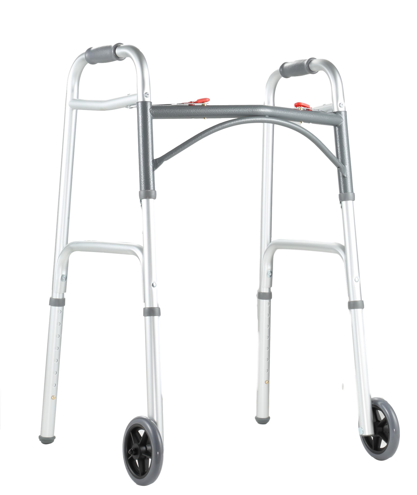 Aluminum light weight height adjustable two button folding walker