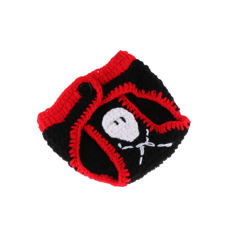 Newborn baby crochet knitted photo shoot props cute pirate design Winter baby hat and pants baby gift photo clothes