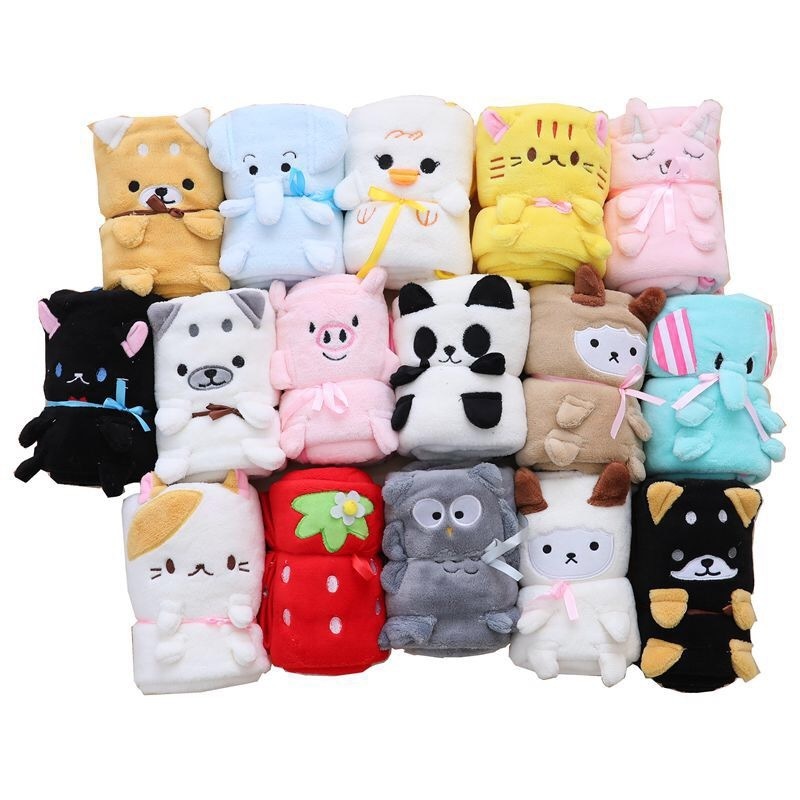 Rolling Cartoon Animal Kids Travel Swaddle Wrap Infant Flannel Blankets Newborn Roll Soft Plush Coral Fleece Baby Blanket