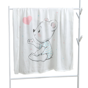 Cartoon printed double layer organic bamboo baby swaddle wrap kids baby blanket