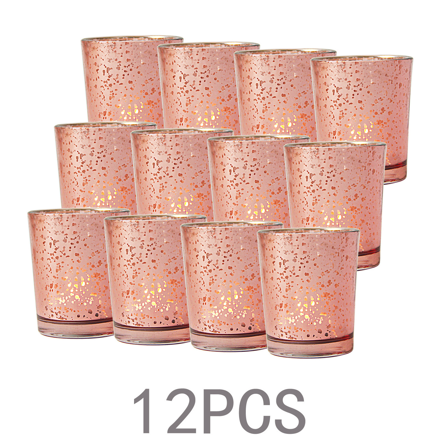 Wedding Centerpieces Round Gold Votive Candles container Set of 12 Speckled Mercury Tea Light Glass Candle Holder Bulk