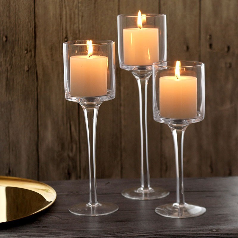 Tall Floating Candle Jars Suppliers Church Large Clear  Empty Crystal Glass Candle Holder for Wedding Decoration