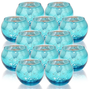 Home Decor Modern Design Blue Mercury Bulk Clear Votive Candle Holders Glass Jars