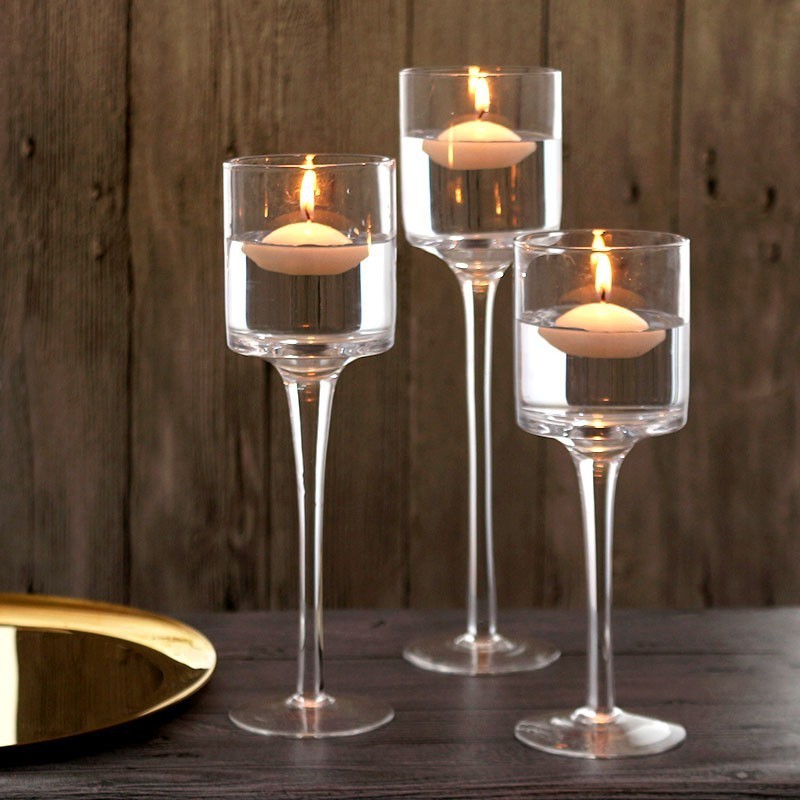 Tall Floating Candle Jars Suppliers Church Large Clear  Empty Crystal Glass Candle Holder for Wedding Decoration