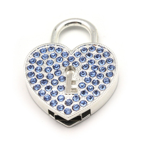 Cute Jewelry love lock usb stick 128GB heart USB flash memory storage for woman gifts