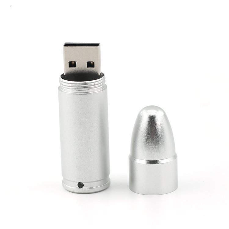 Promo Giveaway Gift Metal Material Flat USB Stick Secret USB Flash Drive Bullet shape Memory Disk