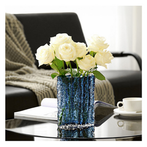 Wholesale Nordic Simple Transparent Glass Vase: Flower Arrangement for Living Room, Flower Shop; Glacier Relief Vase