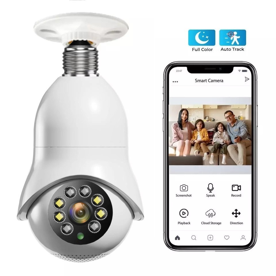 Light Bulb Design Easy Installation IR Night Vision Panoramic View Wireless Security HD 720P 1080P Smart Indoor WiFi IP Camera