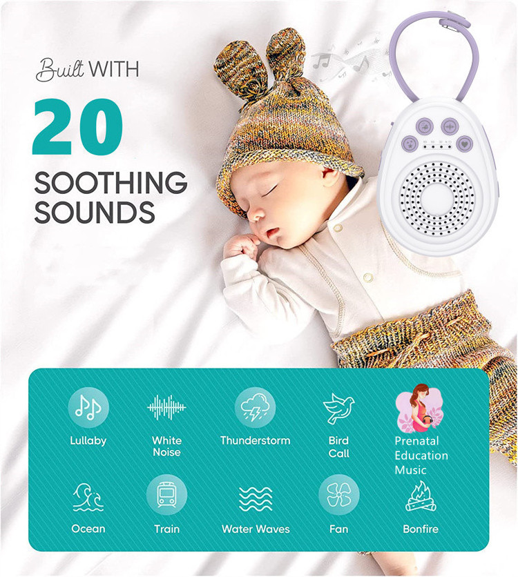 20 Snoozy Sounds No app 1000mAh Battery Rechargeable Lightweight Portable On the Go White Noise Baby Sleep Sound Machine