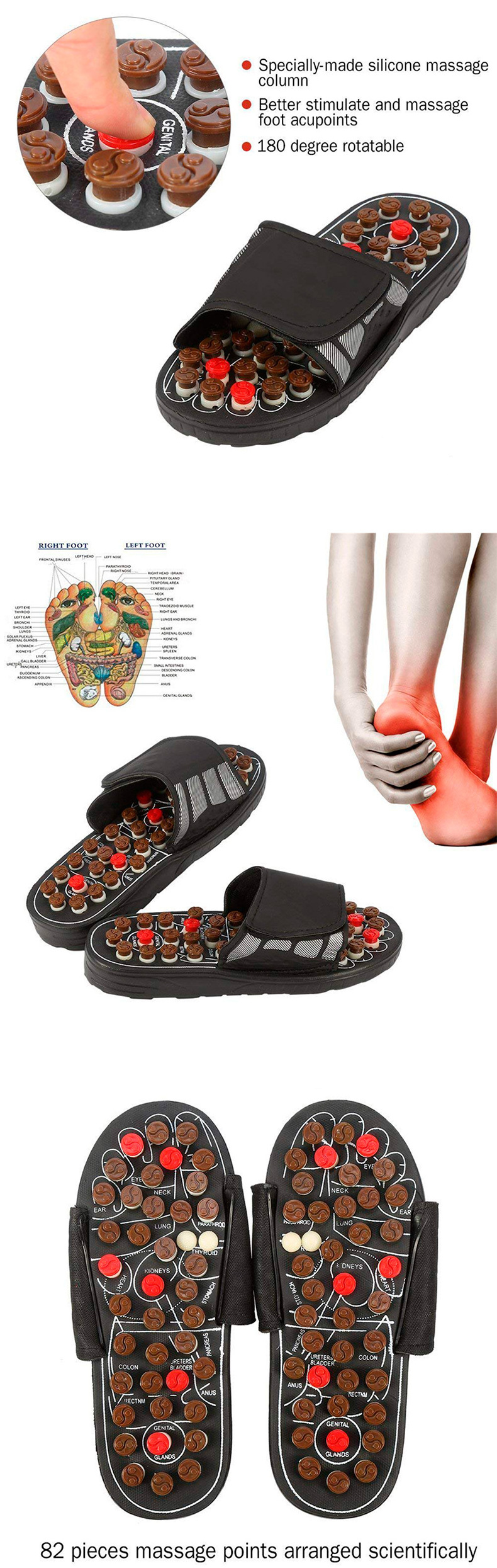 2022 Custom Other Massager Products Reflexology Escalate Blood Circulation Shoes Stone Sandals Acupressure Foot Massage Slippers