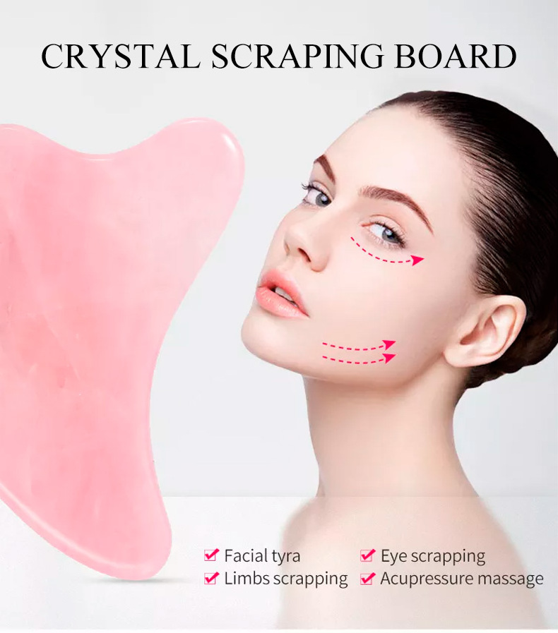 Heart Shaped Gua Sha Guasha Board Rose Quartz Pink Jade Stone Scraping Massage Tool Gua Sha Board