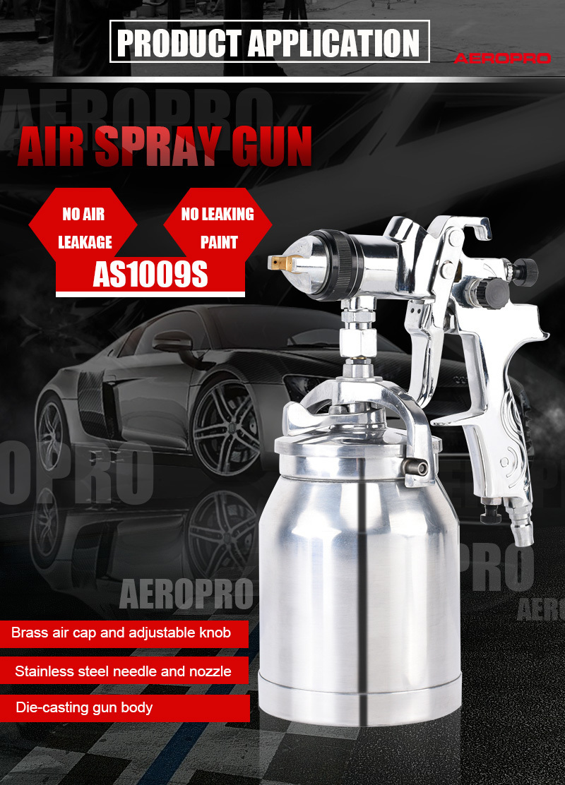 AEROPRO AS1009S 1000cc Professional 1.4mm Suction Spray Guns High Quality Pneumatic Paint Spray Gun Pressure Base Coating