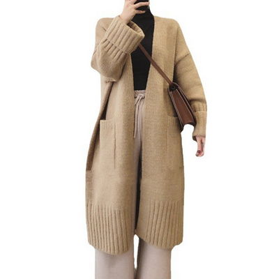 Autumn and Winter New Korean Women's Loose Thickened Knit Cardigan Sweater Coat with Pocket