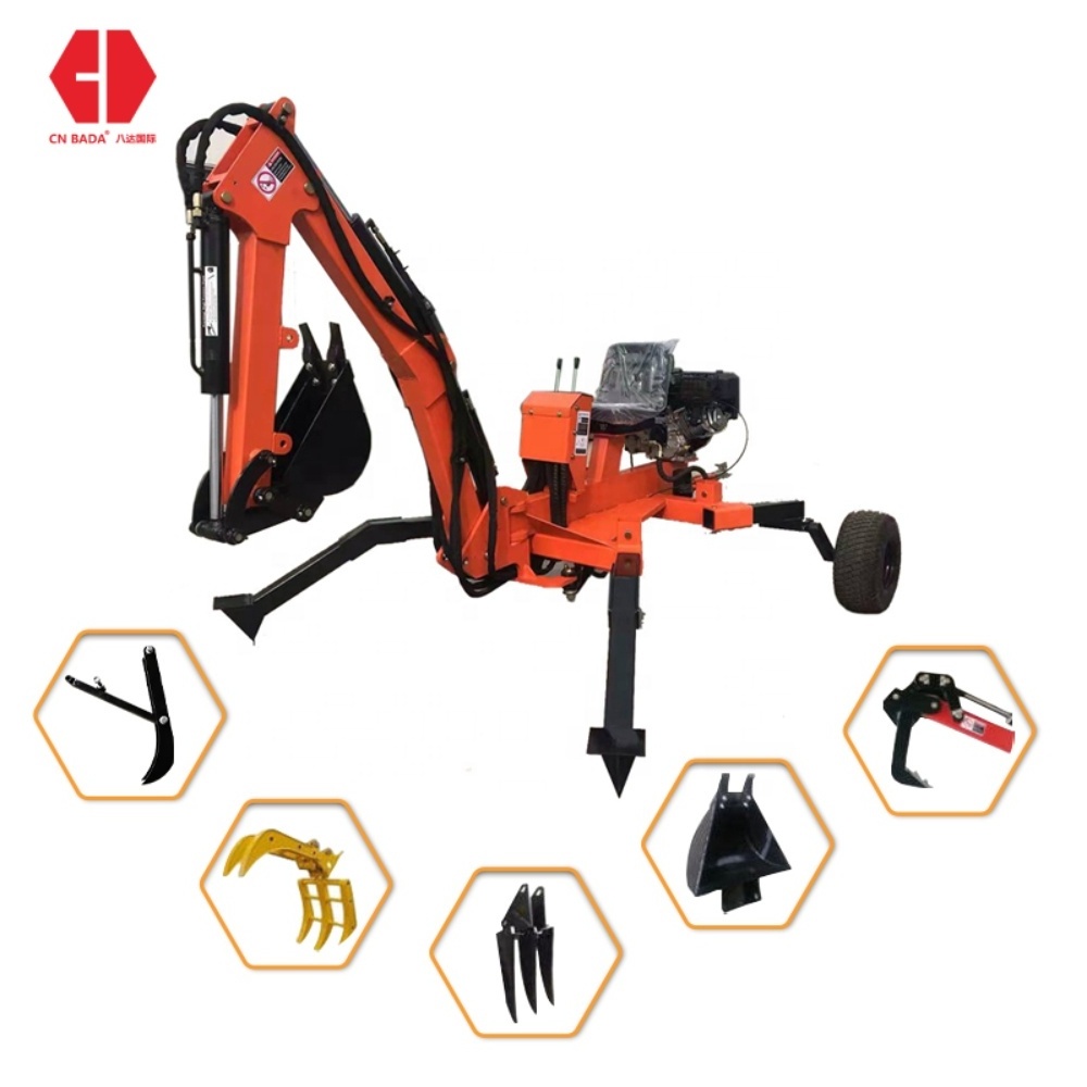 China  mini towable backhoe price small 9hp 15hp self propelled atv mini excavator towable backhoe with self powered