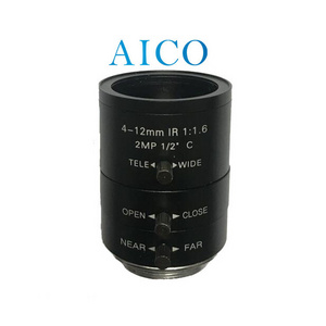 1/2" image format aperture F1.6 manual iris 2mp 4mm-12mm c mount fa vision cctv varifocal linse 3X zoom objetivo lens