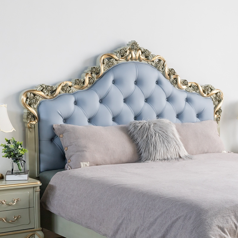 Light luxury European design Bedroom furniture pink velvet fabric wooden headboard queen king size bed with storage