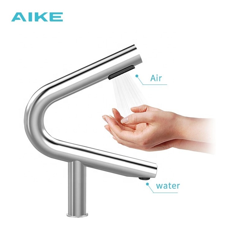 New Design AK7131 304 Stainless Steel Electronic Faucet 2 in 1 Wash and Dryer Tap High Speed Airblade Hand Dryer for Toilet