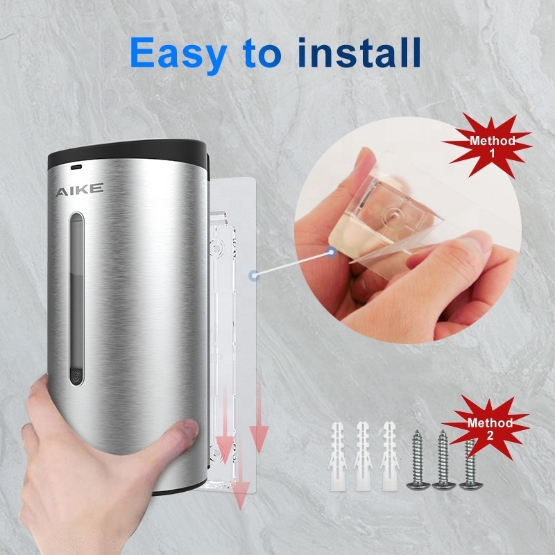 AK1205 Soap Dispenser Wall Mount Hotel Commercial Stainless Steel Automatic Soap Dispenser Black China Soap Dispenser Wholesale