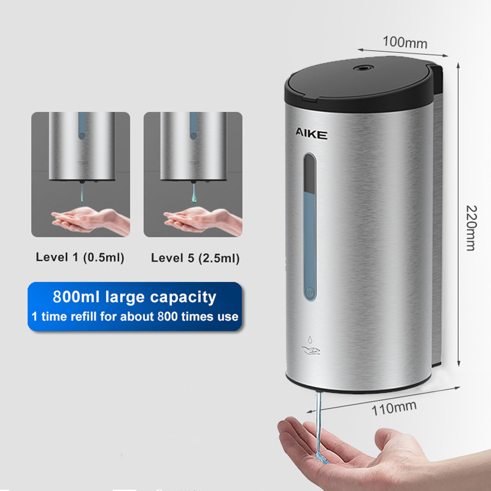 AK1205 Soap Dispenser Wall Mount Hotel Commercial Stainless Steel Automatic Soap Dispenser Black China Soap Dispenser Wholesale