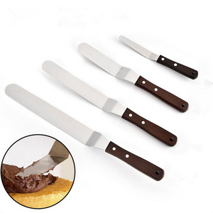 4 6 8 10 Inch Cake Decorating Angled Wooden Handle Stainless Steel  Offset Frosting Icing Spatula