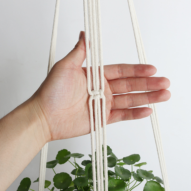 Hot Selling Handmade Macrame Plant Hanger Planter Wall Hanging Shelf Wooden Flower Pot Holder