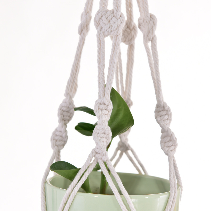 Logo Europe Plant Hangers Indoor Hanging Planter Basket with Wood Beads Decorative Garden Flower Pot Net Pocket Flower Pot Sling