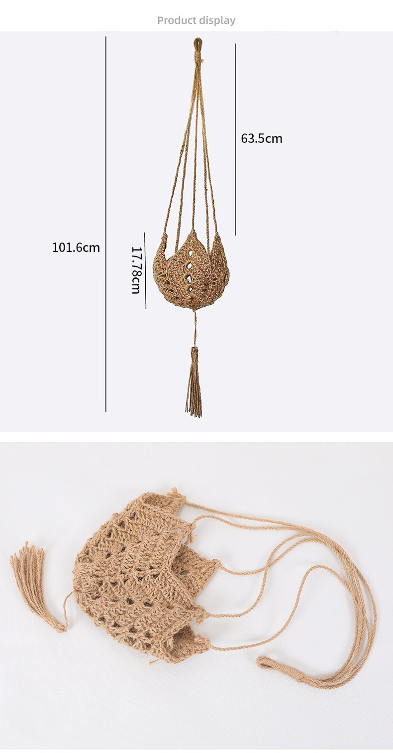 Handmade Hemp Indoor Outdoor Hanging Planter Basket Boho Style Flower Pot Holder Macrame Plant Hangers