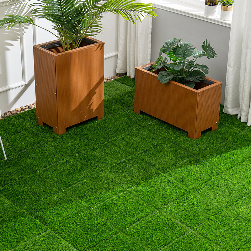 outdoor landscape Synthetic veranda deck tiles Artificial grass turf  for courtyard