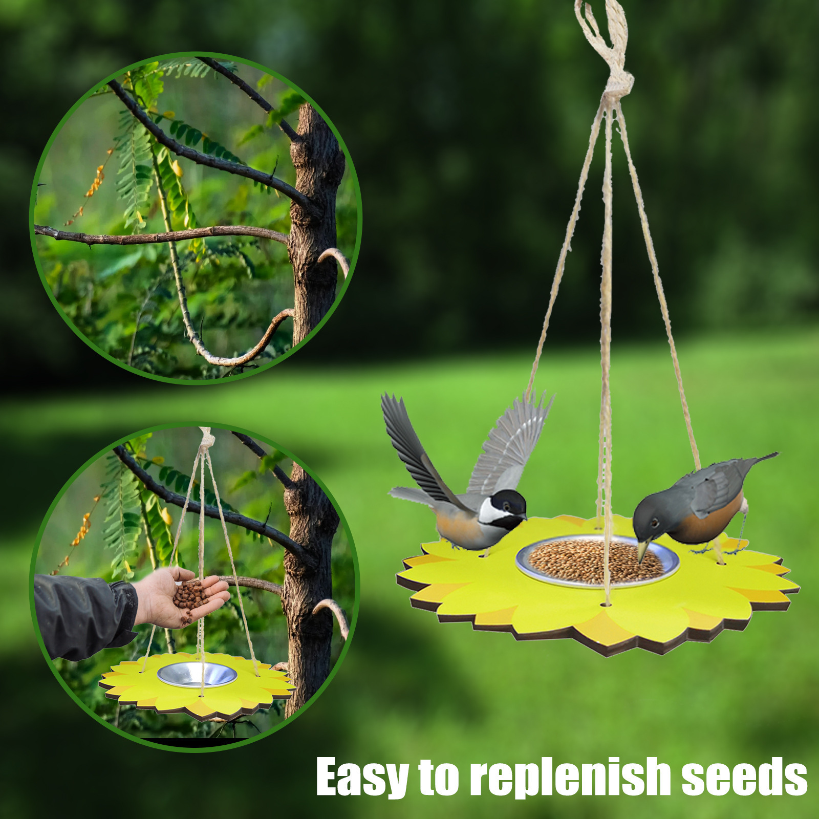 factory Pet Bird Feeder Pet Food Dispenser Outdoor Flying Animal Foot Feeding Tool Hanging Stainless Steel Bird Feeder