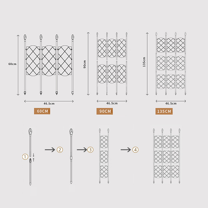 Vegetable and fruit climbing rack Metal Plastic Coated Expandable Garden Trellis fence Yard Garden Trellis Wholesale