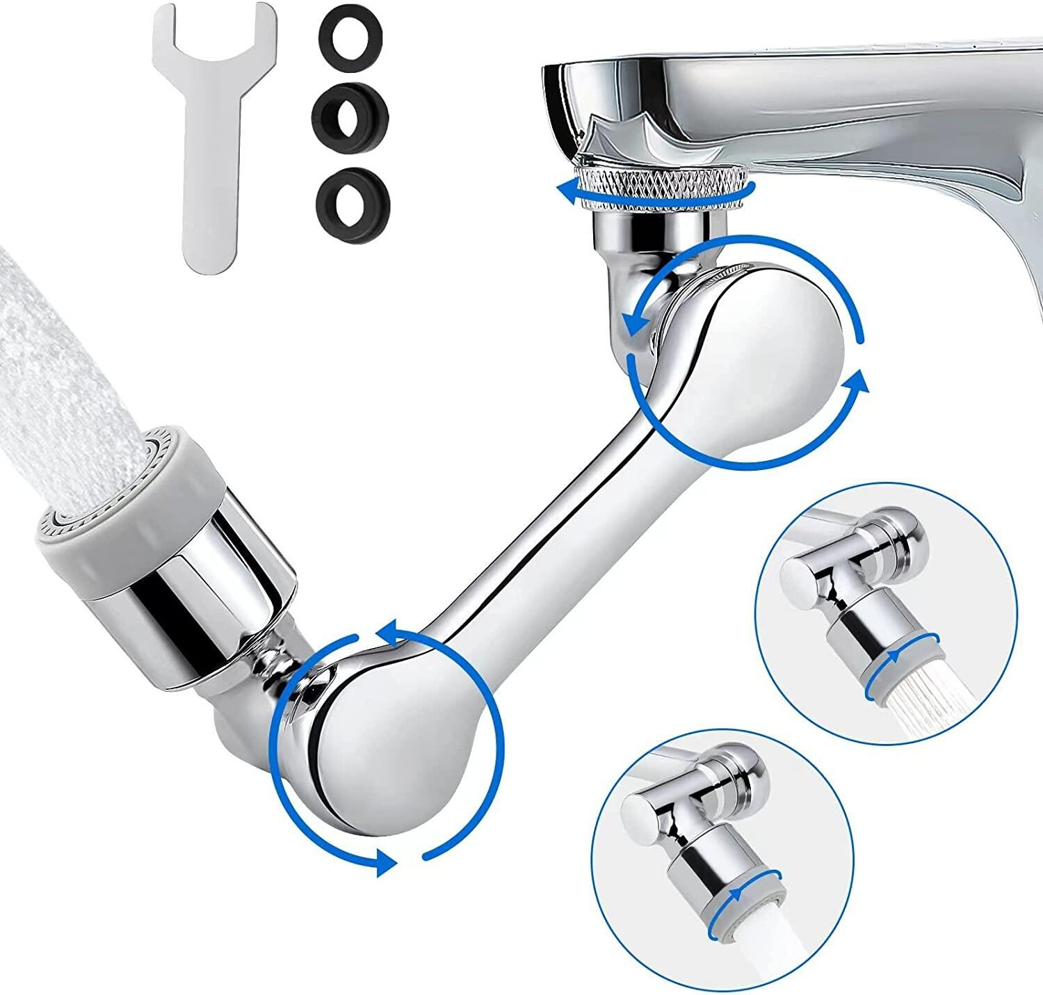 Adjustable Rotatable Universal Swivel Aerator Flexible Faucet Extender For Kitchen