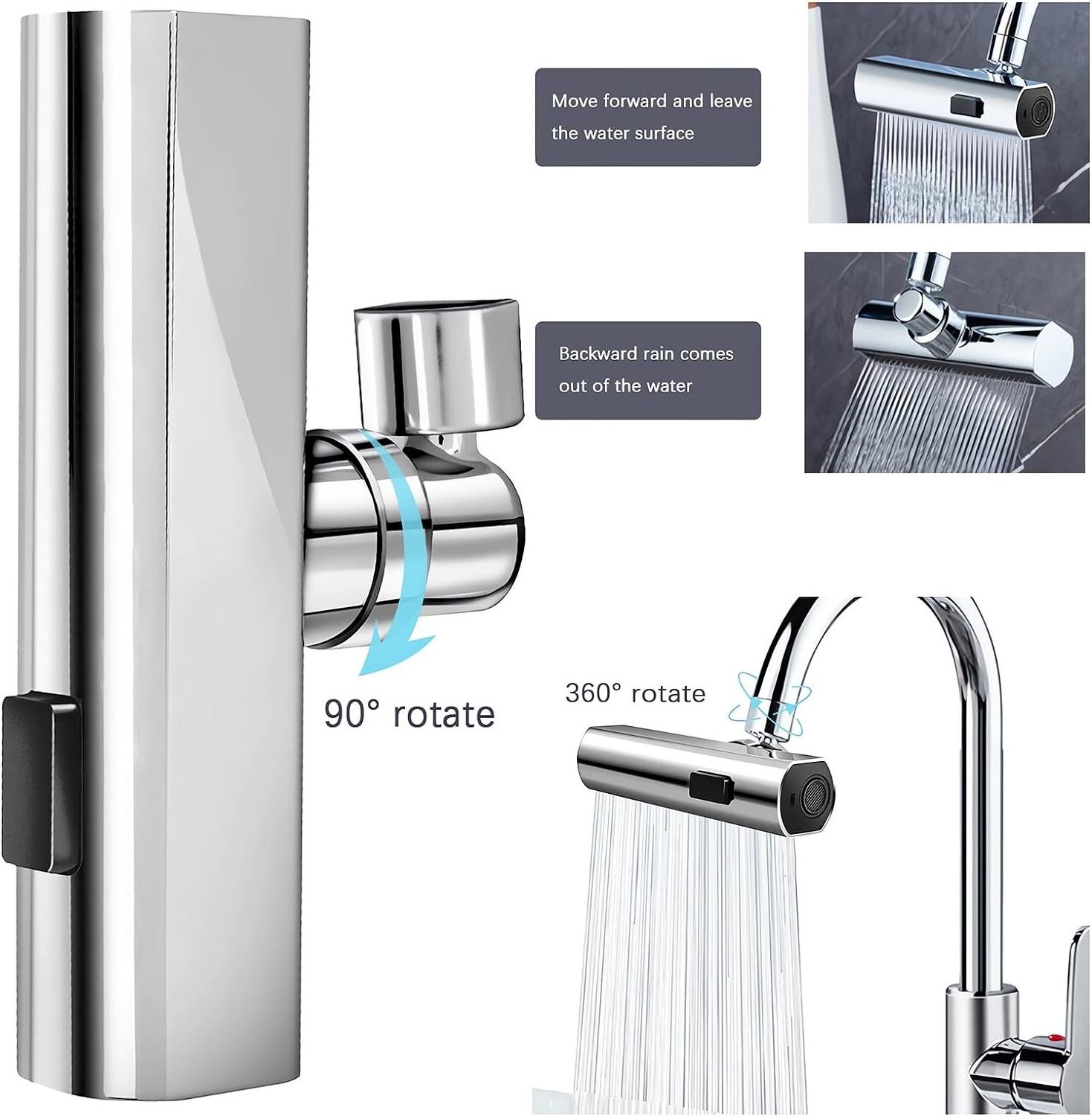 360 degree Swivel Faucet Extender 4 in 1 Waterfall Kitchen Faucet