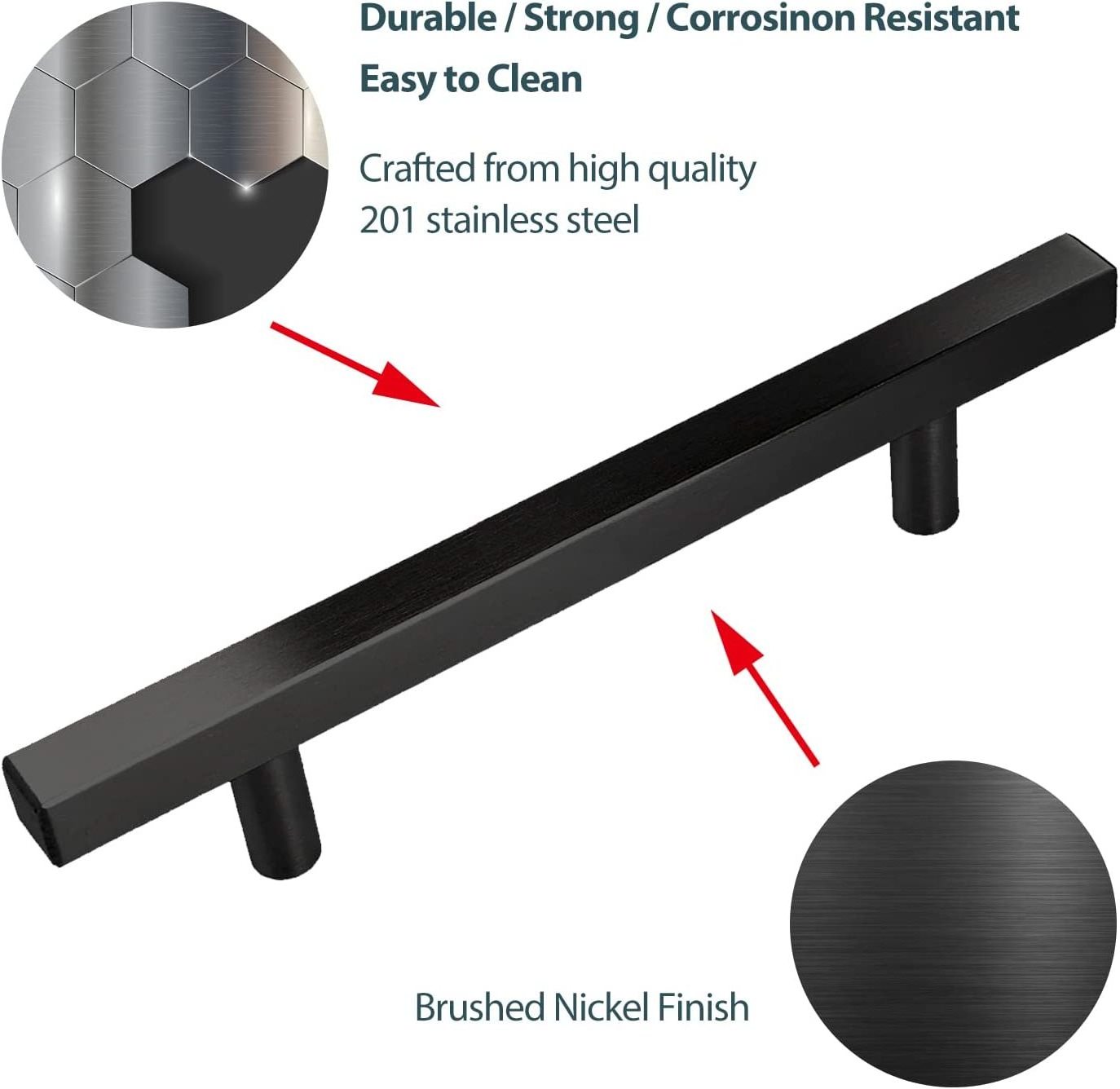 Cabinet Handle Matte Black Kitchen Cupboard Drawer Pull Handles Brass Modern Vintage Customized Solid Material Square Black