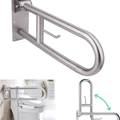 Handicap Toilet Fold Down Grab Bar Support  Flip Up Hand Grips for Disabled Elderly Pregnant Woman