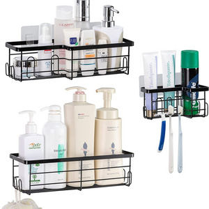 Black Corner Shower Caddy Adhesive Wall Caddy Drill Free bathroom Corner Shower Bathroom Shower Caddy