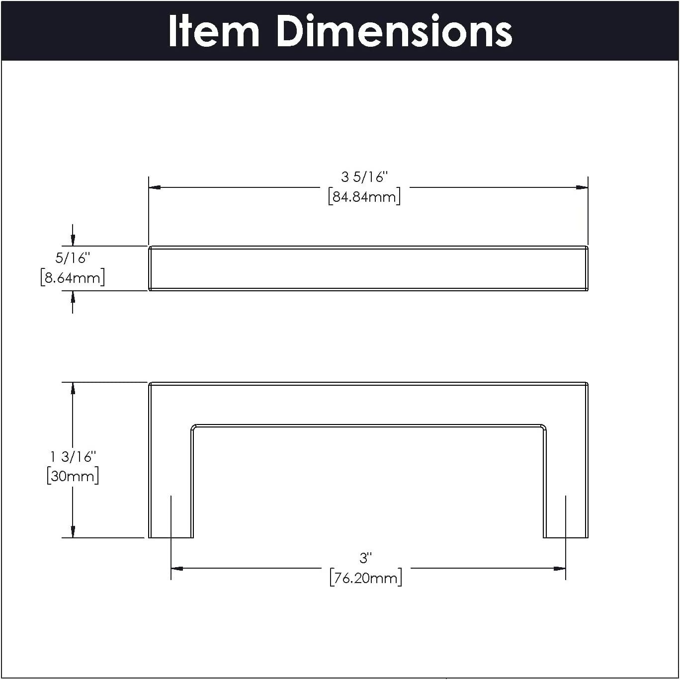 3-15Inch Cabinets Doors Handles Stainless Steel Square Closet Drawer Cupboard Pulls Bathroom Door Knobs Furniture Kitchen Handle