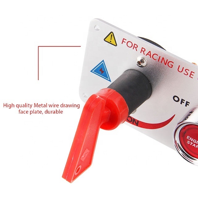 Red Cover Lighted Vehicle Waterproof ON-OFF Toggle Rocker Engine Start Racing Ignition Switch Panel