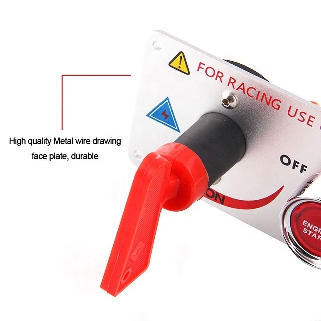 Red Cover Lighted Vehicle Waterproof ON-OFF Toggle Rocker Engine Start Racing Ignition Switch Panel