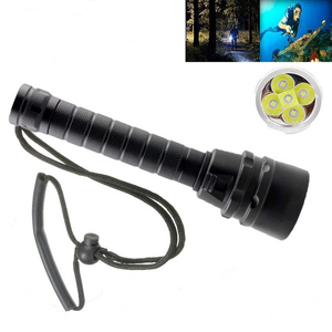 Underwater 100m 5LED diving flashlight 5000 lumens 18650 Scuba diving strobe light with torch